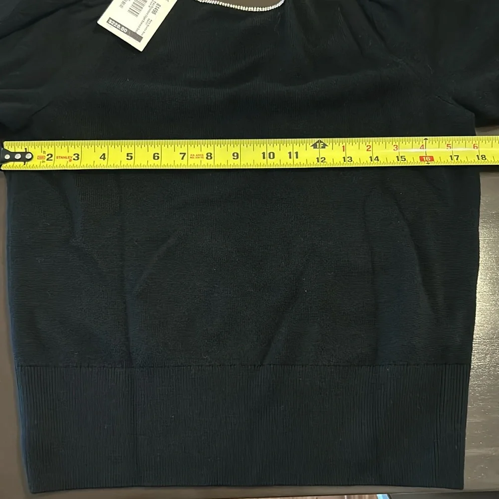 Kate Spade Black Rhinestone Edged Boatneck Sweater